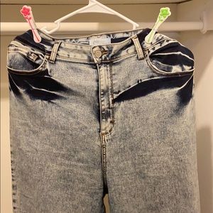 High waisted acid wash skinny jeans